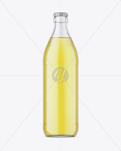 Clear Glass Bottle With Lemonade Mockup