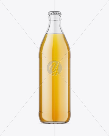 Clear Glass Bottle With Lager Beer Mockup