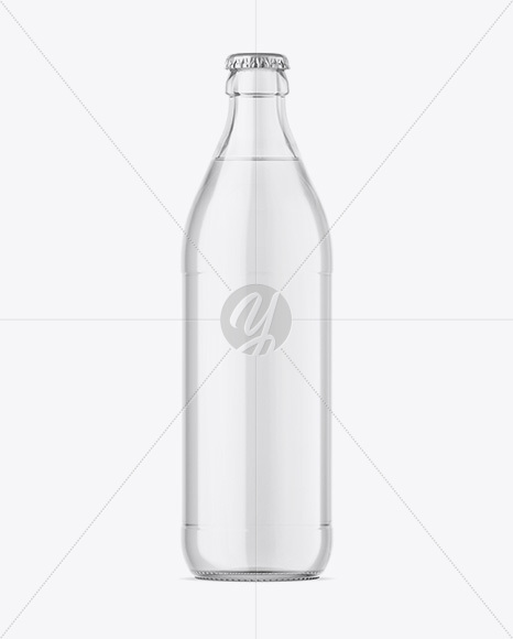 Clear Glass Bottle With Water Mockup