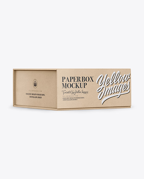 Kraft Paper Box Mockup - Half Side View