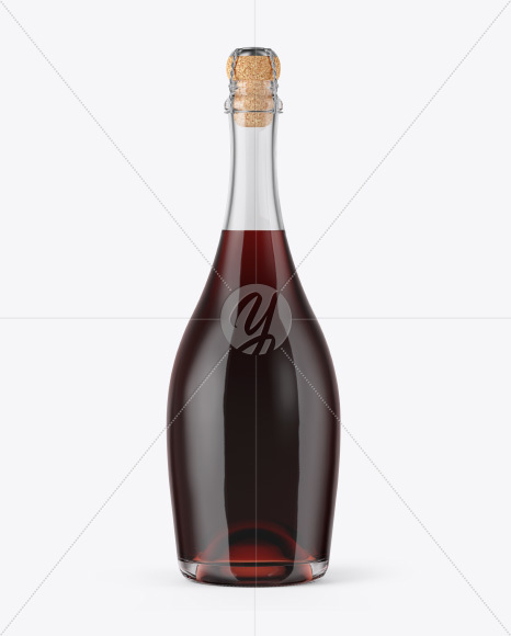 Red Wine Bottle with Foil Mockup