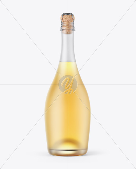 Frosted White Wine Bottle with Foil Mockup