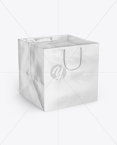 Square Glossy Paper Bag Mockup