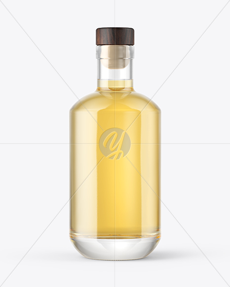 Golden Tequila Bottle with Wooden Cap Mockup