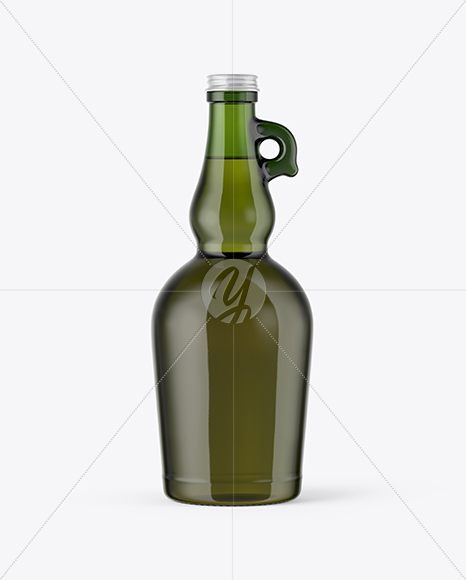 750ml Green Glass Olive Oil Bottle Mockup