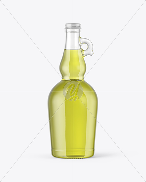 750ml Clear Glass Olive Oil Bottle Mockup