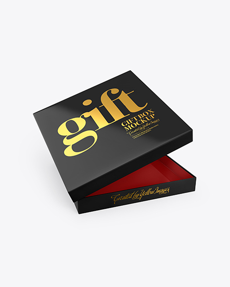 Glossy Paper Box Mockup - Opened+Glossy+Box+Mockup+-+Kraft+Paper+Box+Mockup+-+Half+Side+View+(High-Angle+Shot)+-+Paper+Box+...