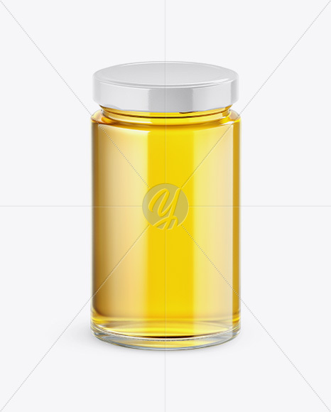 Clear Glass Pure Honey Jar Mockup