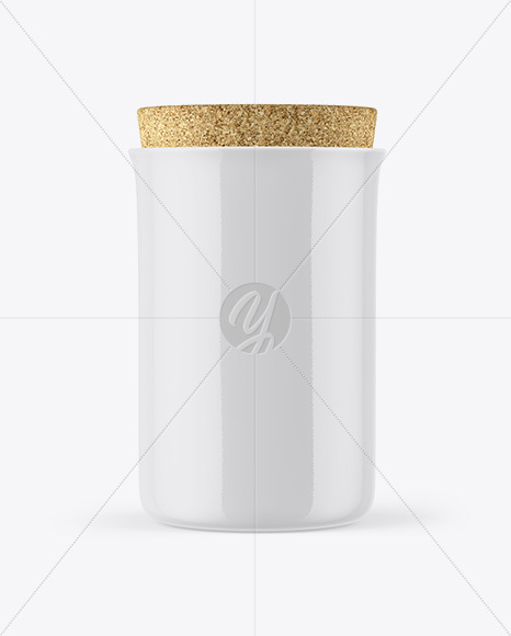 Glossy Jar With Cork Mockup