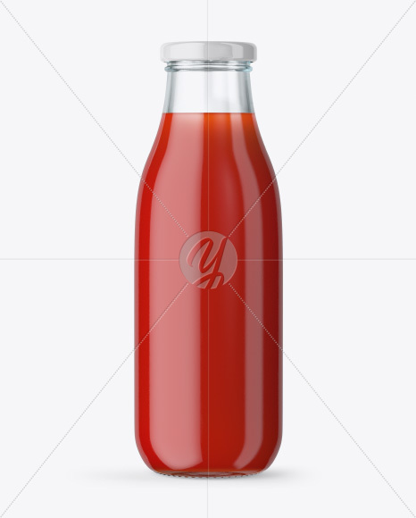 Clear Glass Bottle With Tomato Juice Mockup