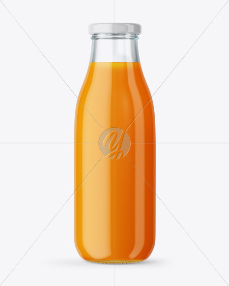 Clear Glass Bottle With Carrot Juice Mockup