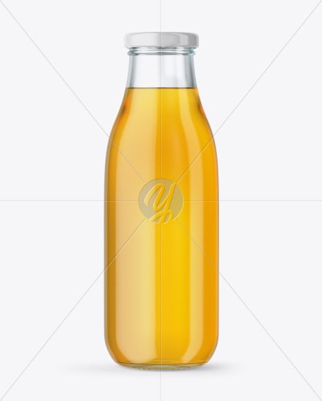 Clear Glass Bottle With Apple Juice Mockup