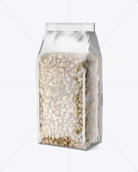 Food Bag w/ Oatmeal Mockup Food Bag w/ Oatmeal Mockup