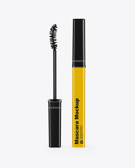 Opened Glossy Mascara Tube Mockup - Free+Paint+Brushes+Mockup+(PSD)+-+MockupBase