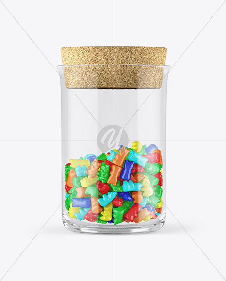 Gummy Bears Glass Jar With Cork Mockup