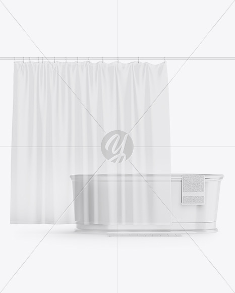 Bath w/ Transparent Shower Curtain Mockup