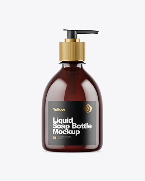 Amber Liquid Soap Bottle Mockup