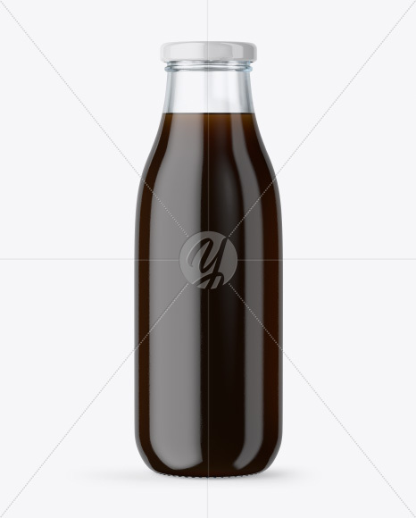 Clear Glass Bottle With Cold Brew Americano Mockup