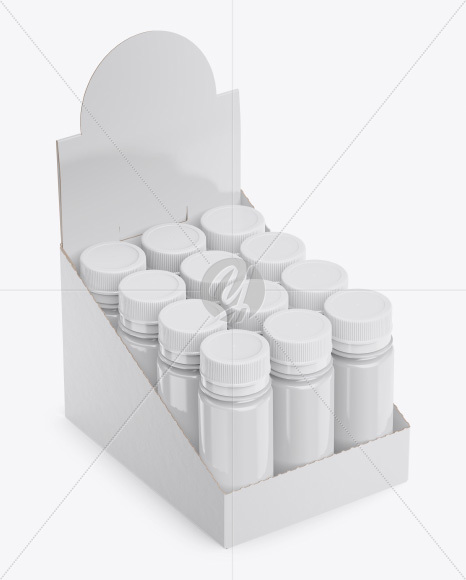 Display Box With Bottles Mockup