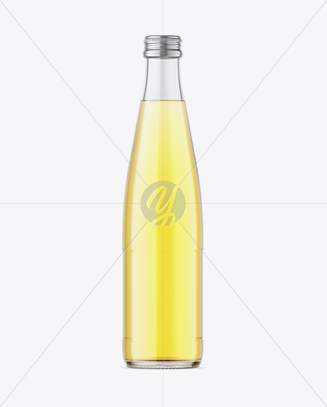 Clear Glass Yellow Drink Bottle Mockup