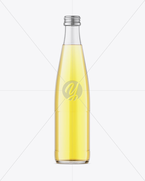 Clear Glass Yellow Drink Bottle Mockup