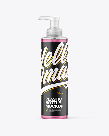 Clear Cosmetic Bottle with Pump Mockup - Label mockup bottle