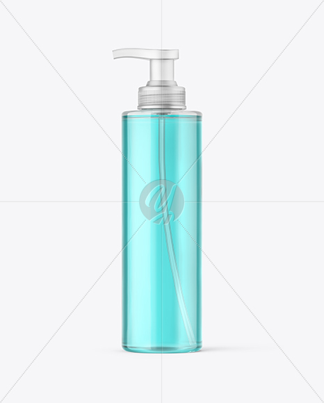 Clear Cosmetic Bottle with Pump Mockup Clear Cosmetic Bottle with Pump Mockup
