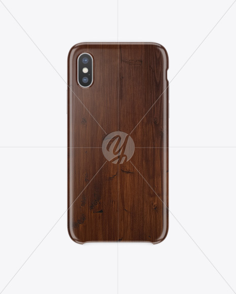 iPhone X Dark Wooden Case Mockup