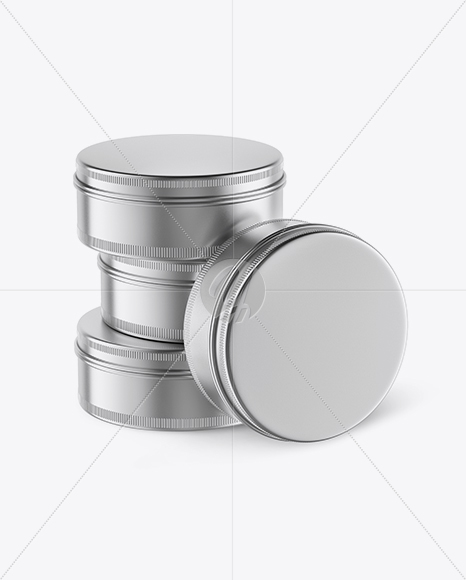 Four Metallic Round Tin Boxes Mockup - Free Download Images High