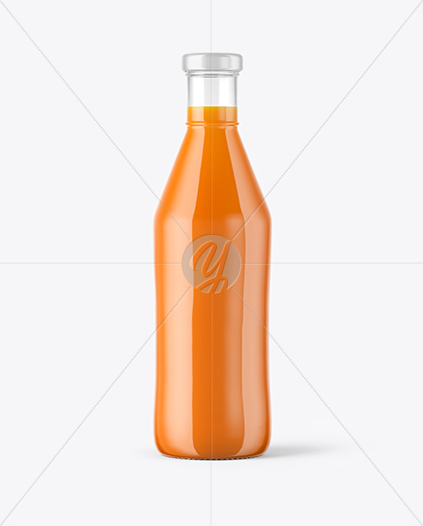 Clear Glass Bottle with Carrot Juice Mockup