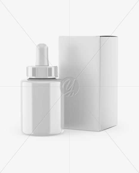 Glossy Dropper Bottle w/ Matte Box Mockup