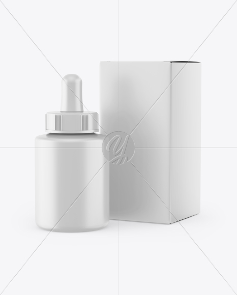 Matte Dropper Bottle w/ Matte Box Mockup