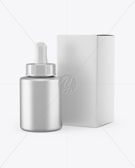 Metallic Dropper Bottle w/ Matte Box Mockup