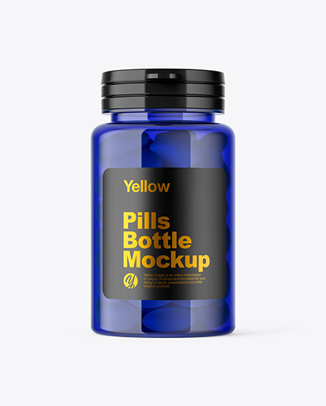 Blue Pills Bottle Mockup - Blue+Bottle+With+Pills+Mockup+Exclusive+Mockups