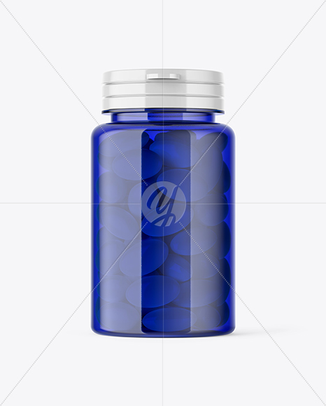 Blue Pills Bottle Mockup