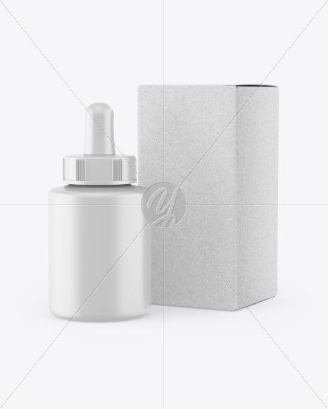 Matte Dropper Bottle w/ Kraft Box Mockup Matte Dropper Bottle w/ Kraft Box Mockup