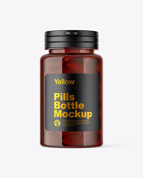 Amber Pills Bottle Mockup - Label mockup bottle