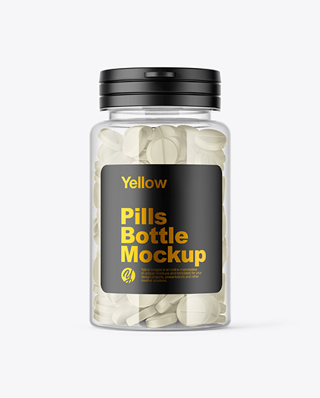 Clear Pills Bottle Mockup - Top label
