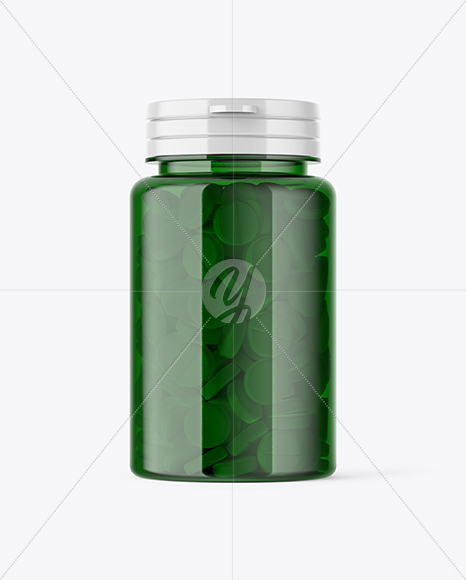 Green Pills Bottle Mockup