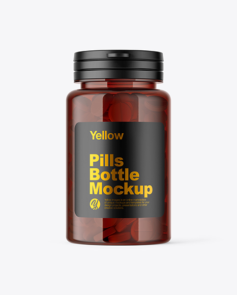 Amber Pills Bottle Mockup - Top label