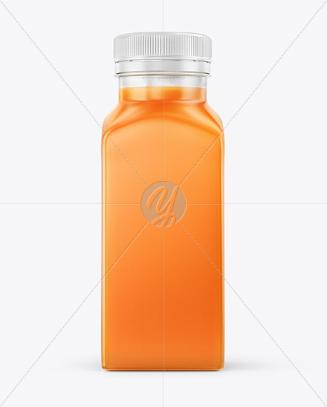 Square Carrot Juice Bottle Mockup