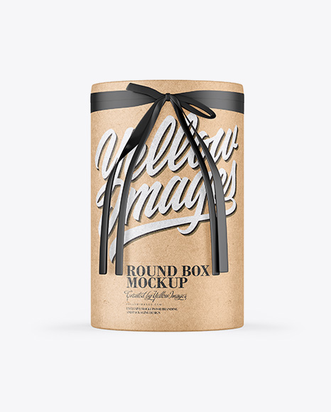 Kraft Round Box With String Mockup - Round+Gift+Box+Mockup