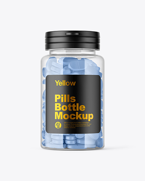 Clear Pills Bottle Mockup - Top label