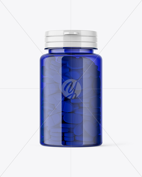 Blue Pills Bottle Mockup