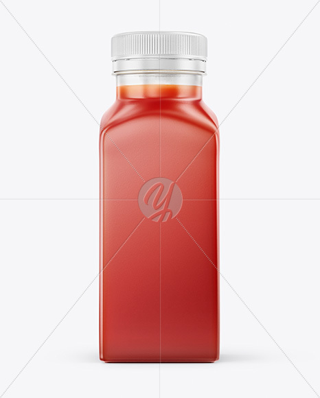 Square Tomato Juice Bottle Mockup