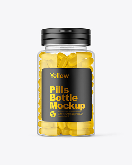 Clear Pills Bottle Mockup - Top label