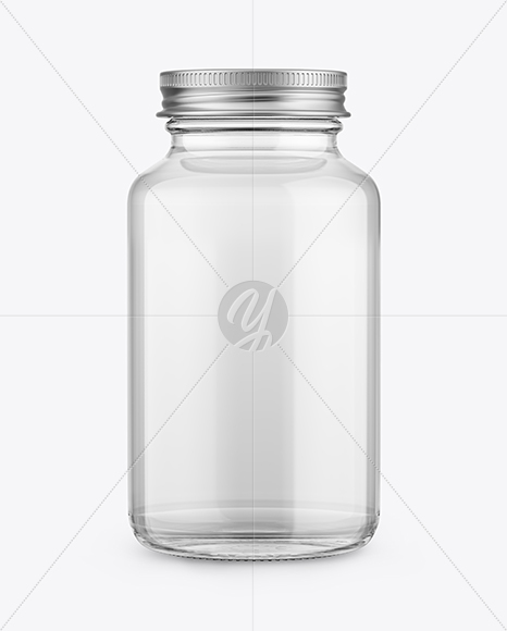 Clear Glass Pills Bottle Mockup