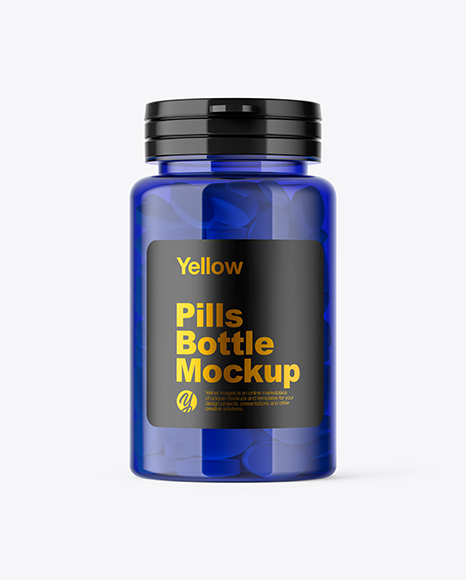 Blue Pills Bottle Mockup