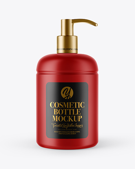 Matte Cosmetic Bottle with Pump Mockup