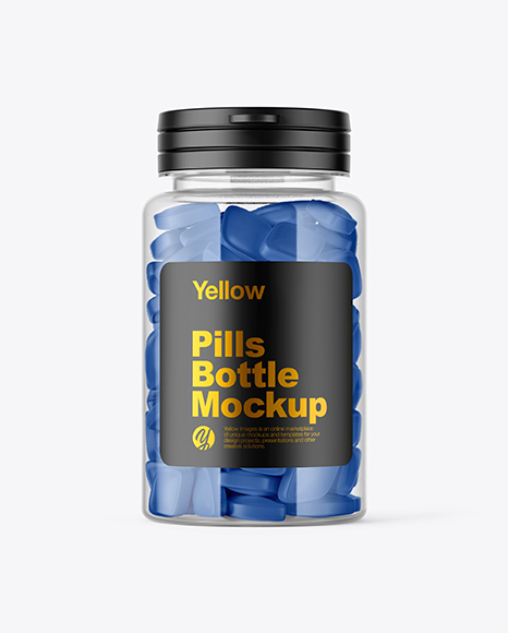 Clear Pills Bottle Mockup - Top label